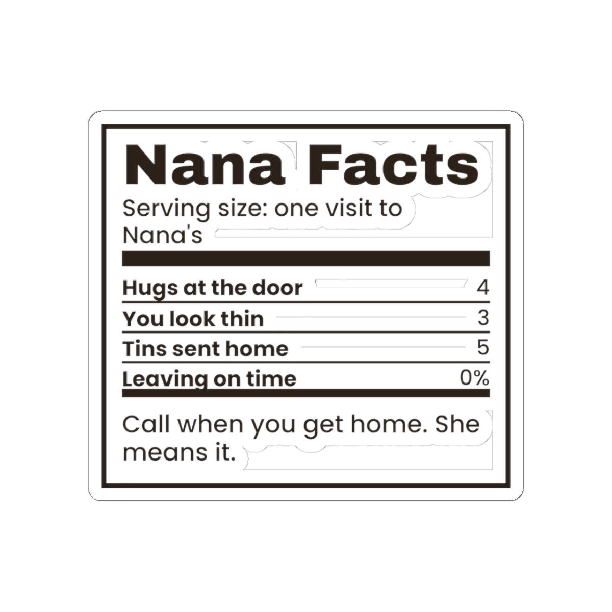 Funny Nana Christmas Sticker Nana Facts Leaving On Time Zero