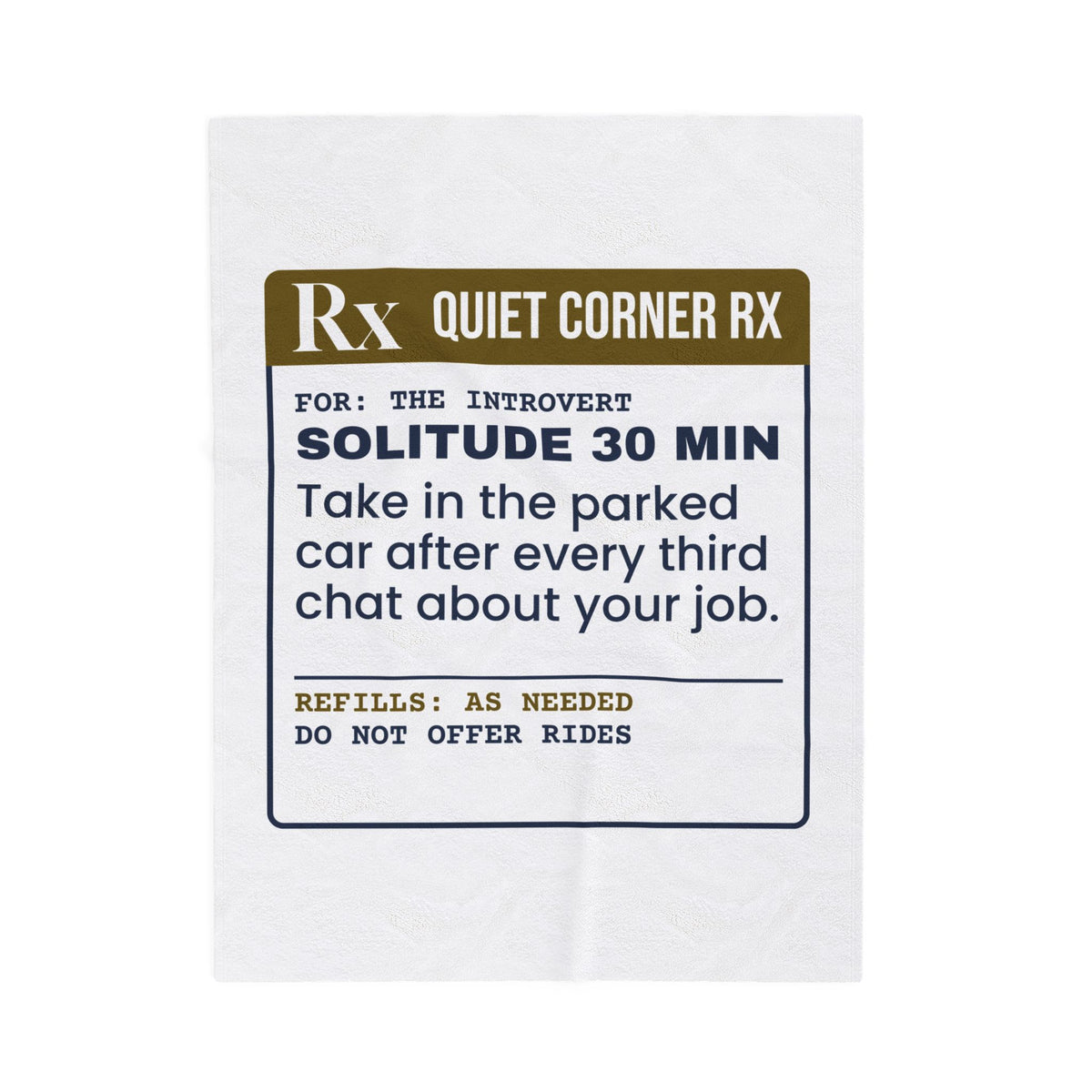 Funny Introvert Christmas Throw Blanket Solitude Prescription Label