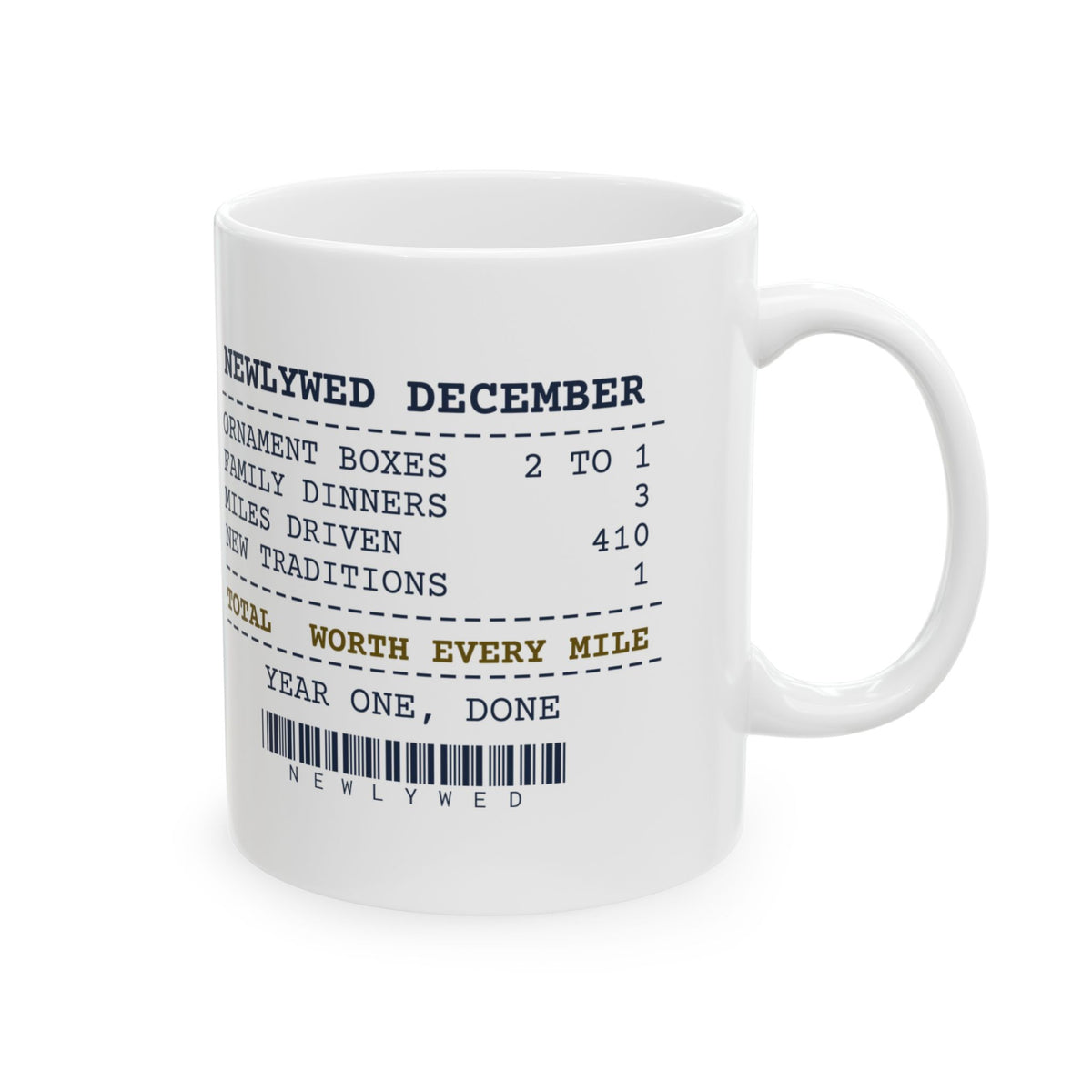 Funny Newlywed Christmas Coffee Mug Newlywed December Receipt