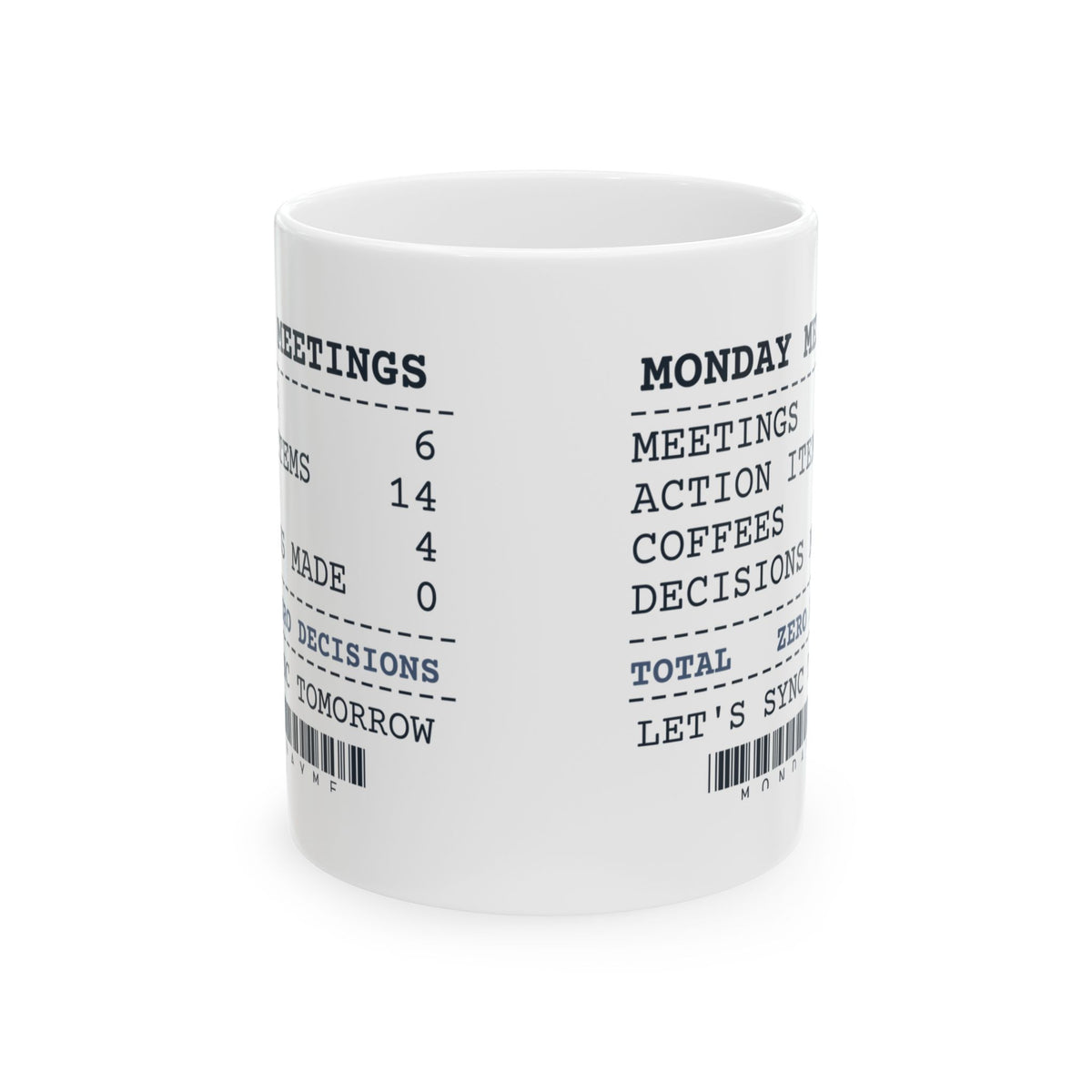 Funny Office Coffee Mug Six Meetings Zero Decisions Receipt