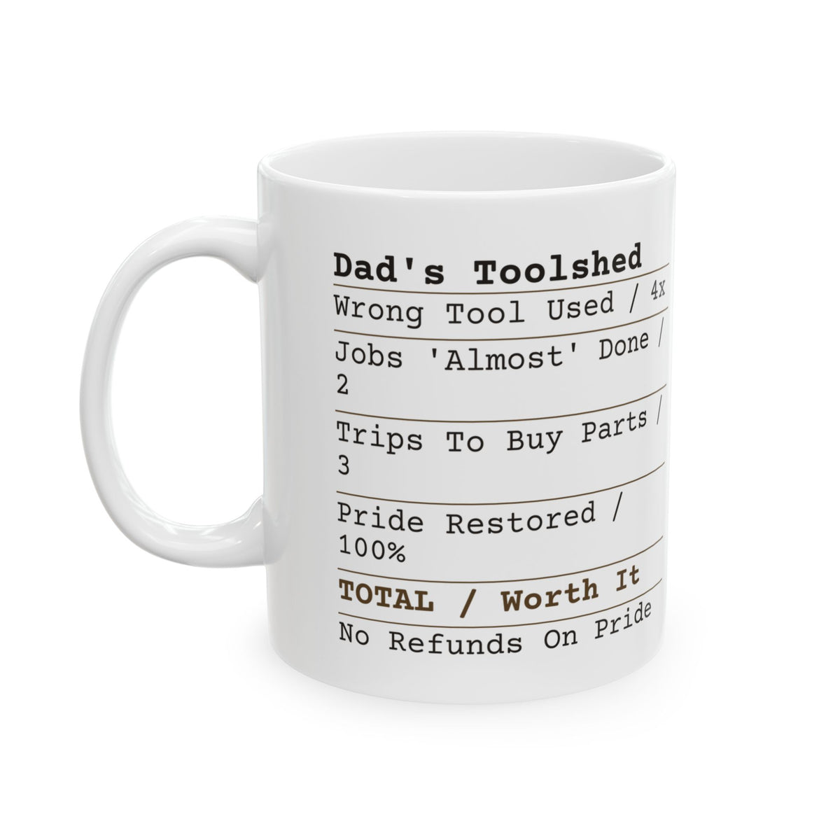 Funny Dad Garage Toolshed Receipt Coffee Mug For Dad