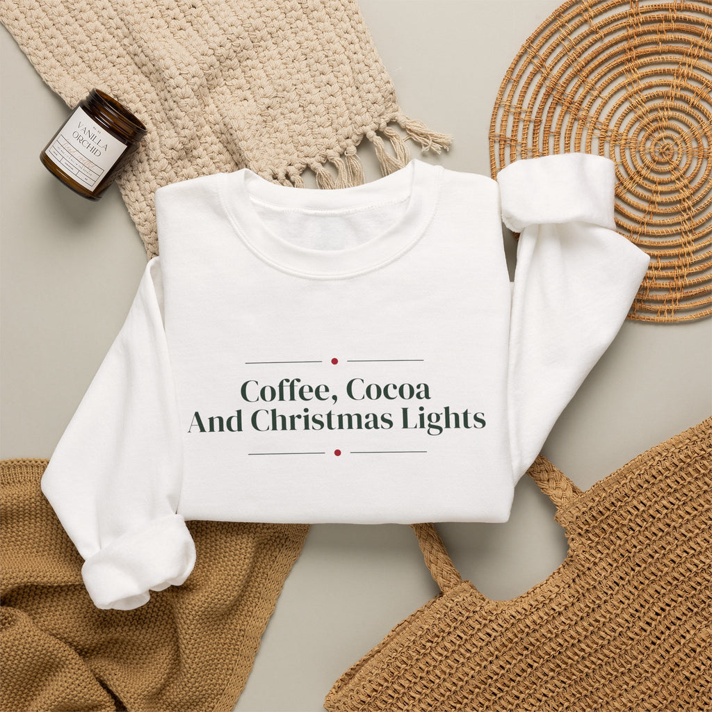 Christmas Sweatshirt Coffee Cocoa And Christmas Lights Cozy Mug
