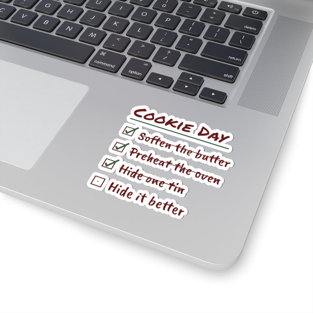 Funny Christmas Cookie Baking Sticker Hide One Tin Checklist