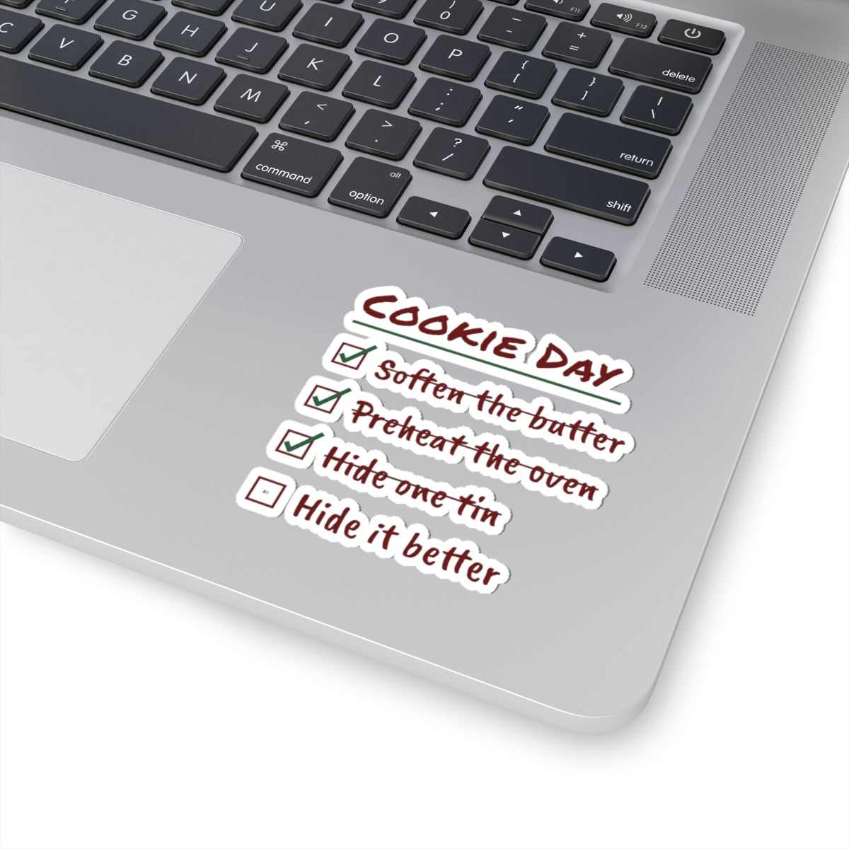 Funny Christmas Cookie Baking Sticker Hide One Tin Checklist