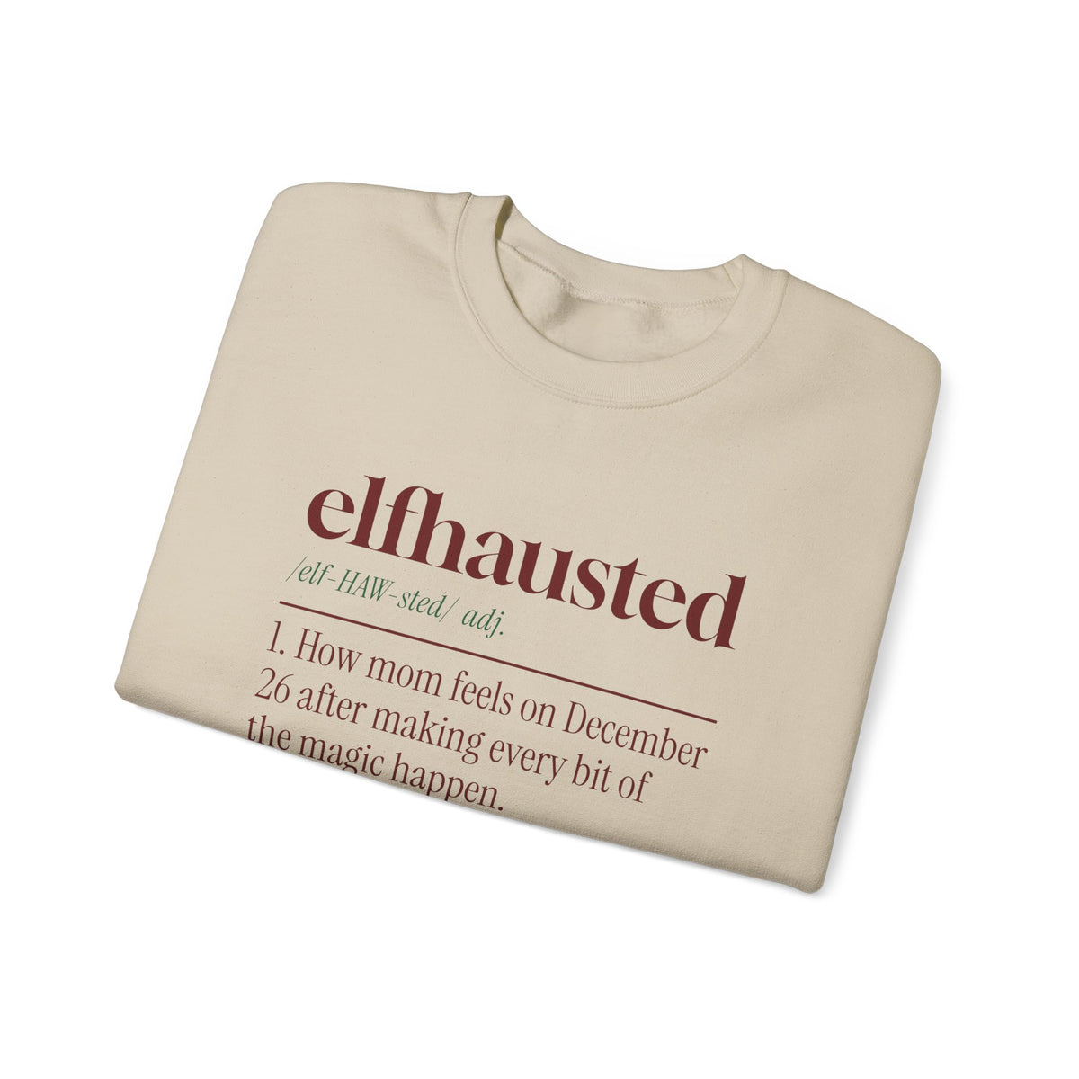 Funny Christmas Mom Sweatshirt Elfhausted Dictionary Definition