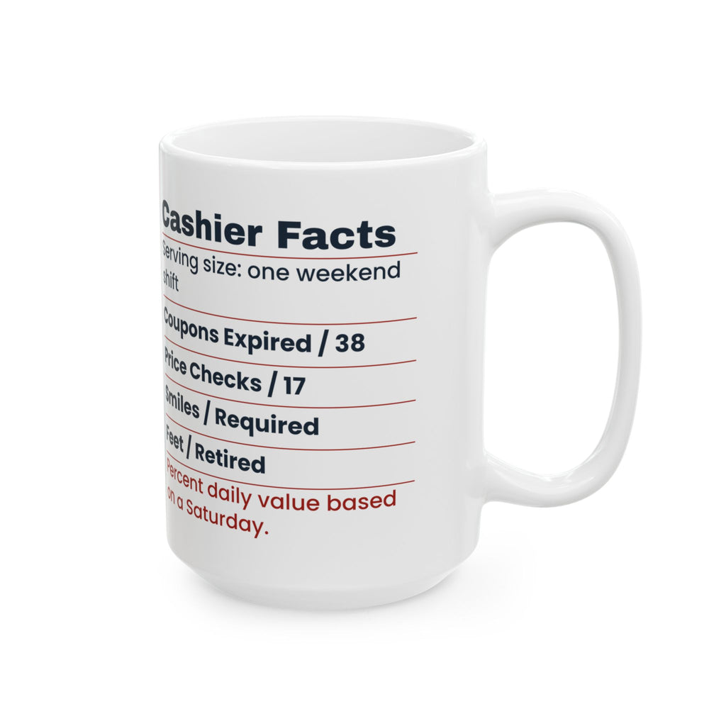 Funny Cashier Coffee Mug Cashier Facts Nutrition Label