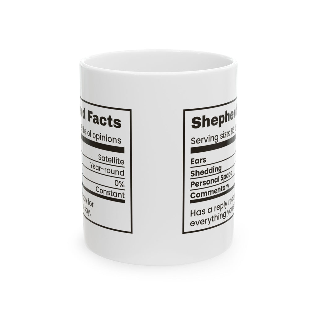 Funny German Shepherd Coffee Mug Shepherd Facts Nutrition Label