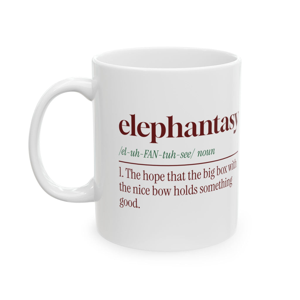 Funny White Elephant Coffee Mug Elephantasy Dictionary Definition
