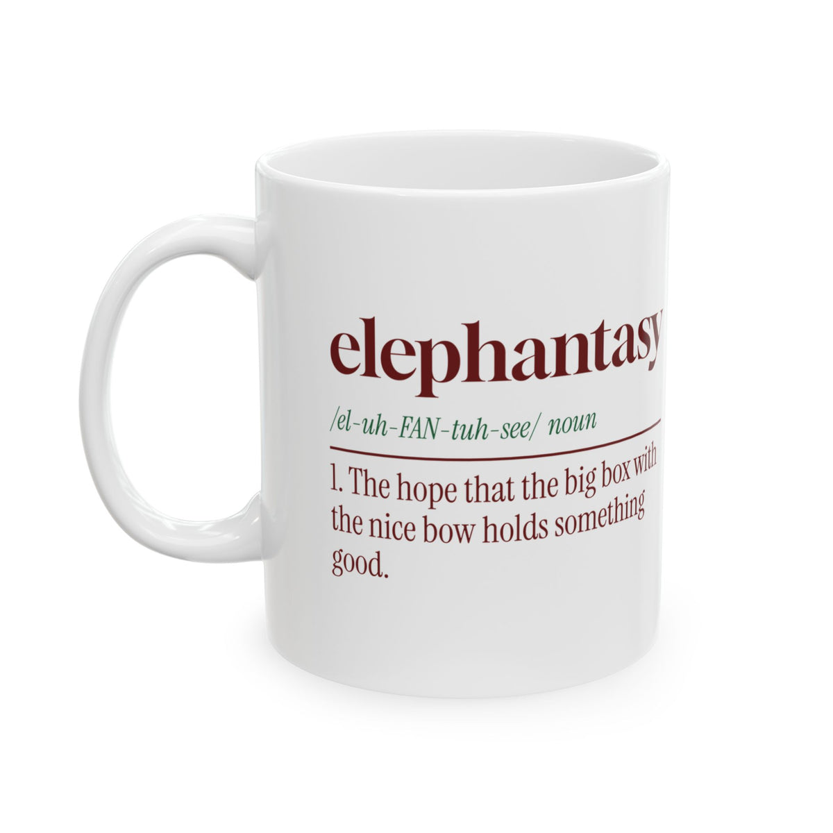 Funny White Elephant Coffee Mug Elephantasy Dictionary Definition