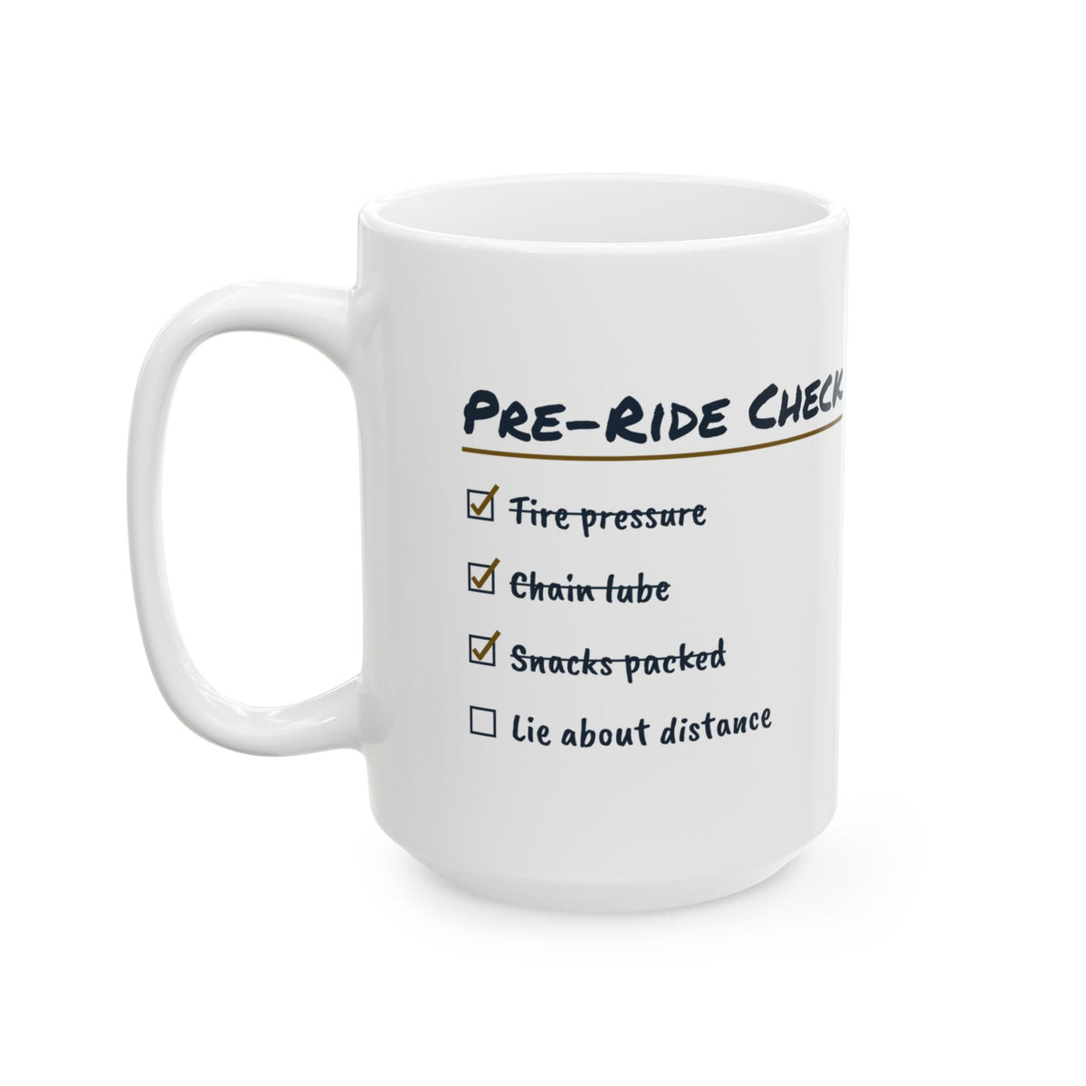 Funny Cycling Coffee Mug Pre-Ride Check List For Cyclists