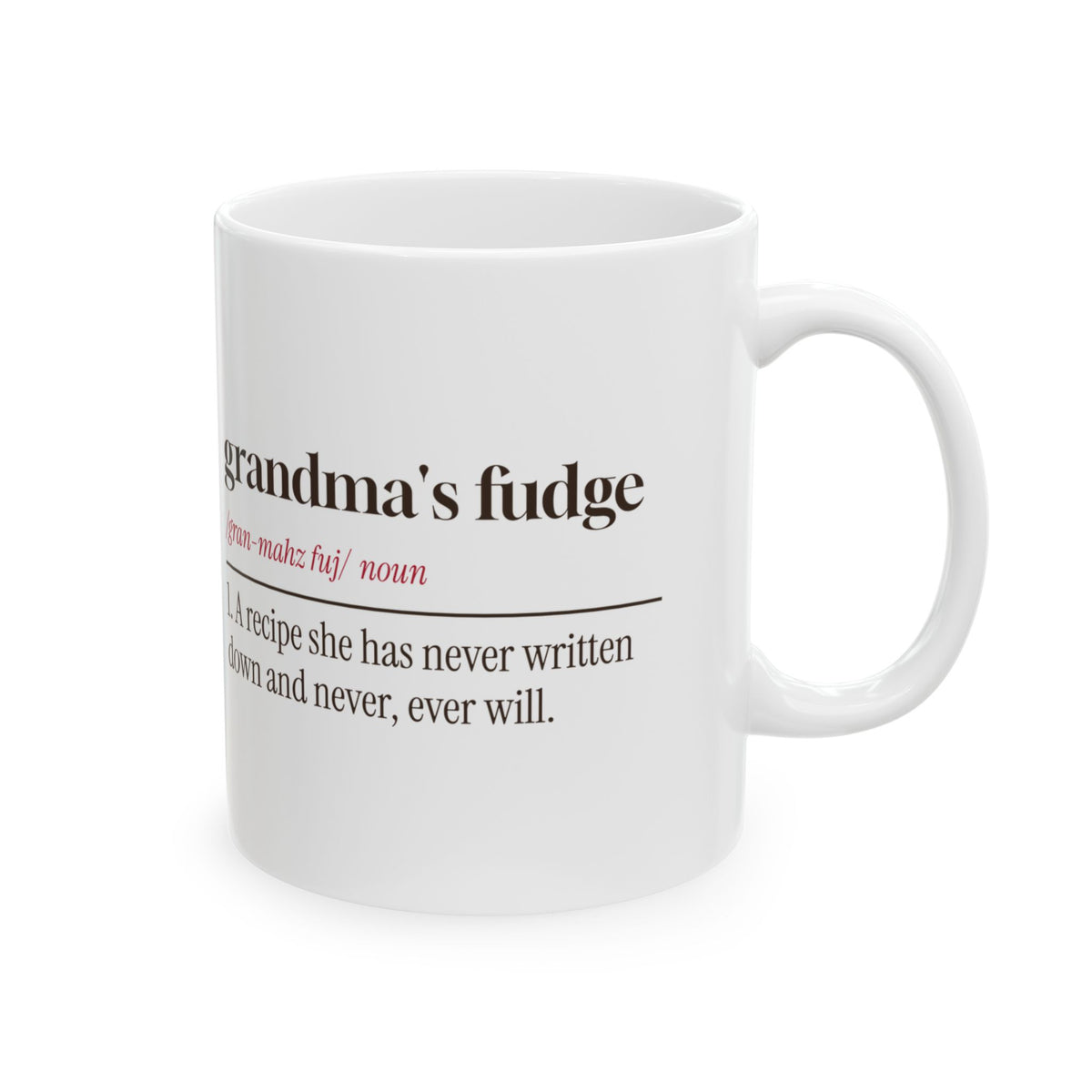 Funny Grandma Christmas Coffee Mug Grandma's Fudge Definition