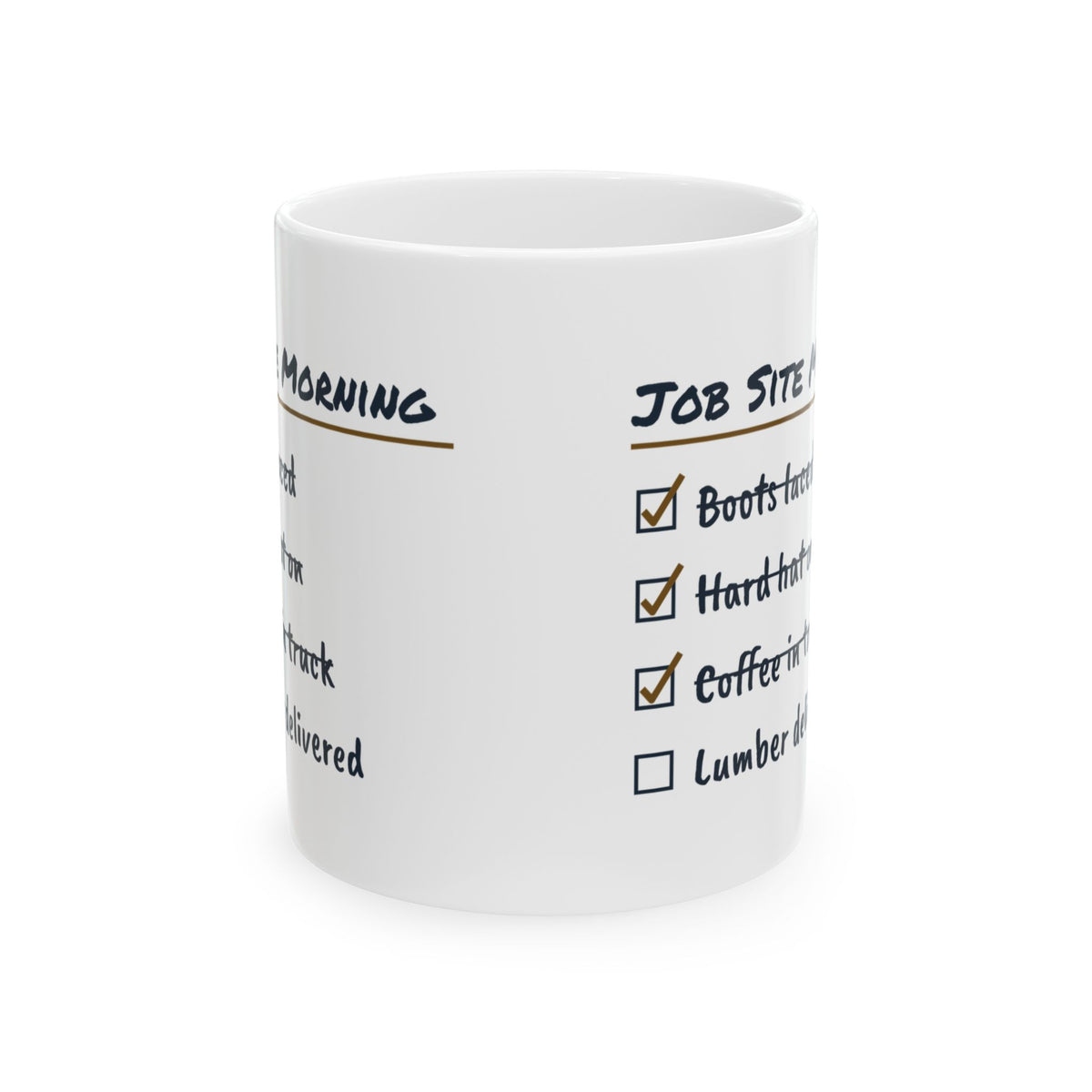 Funny Construction Worker Coffee Mug Job Site Morning Checklist