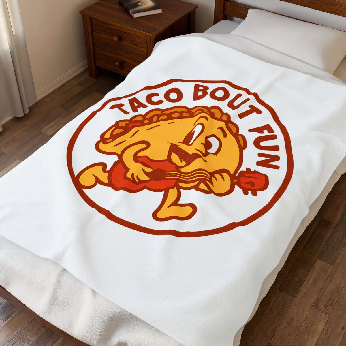 Taco Bout Fun Funny Retro Taco Pun Throw Blanket