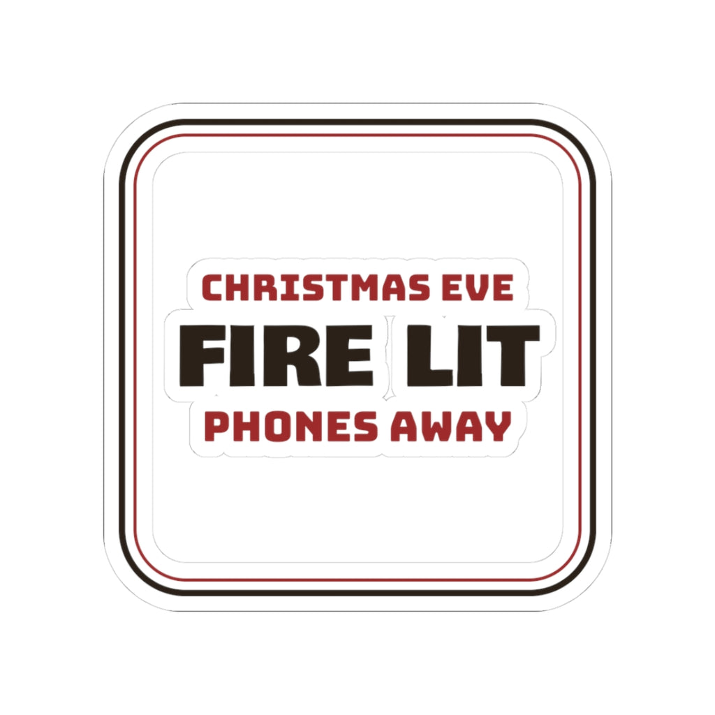 Cozy Christmas Eve Sticker Fire Lit Phones Away For Family