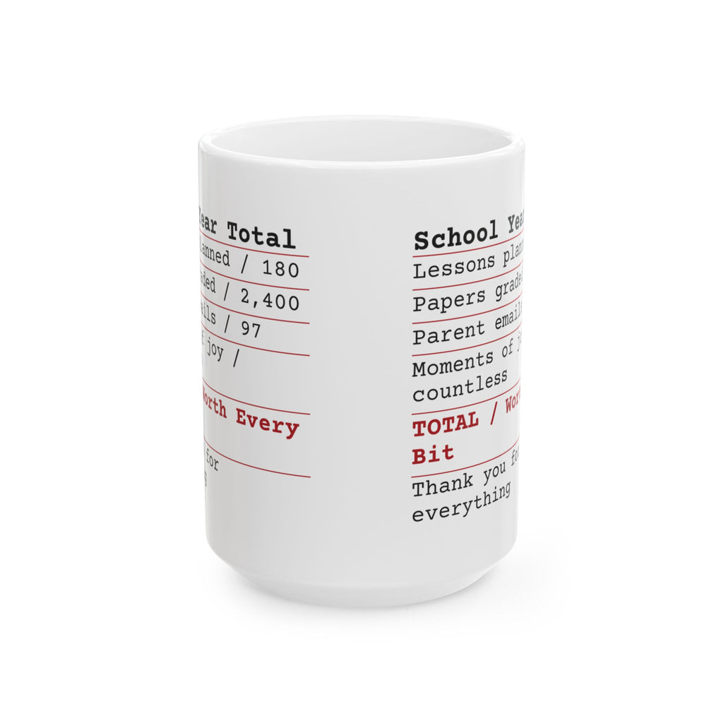 Funny Teacher Receipt Coffee Mug School Year Total For Teachers