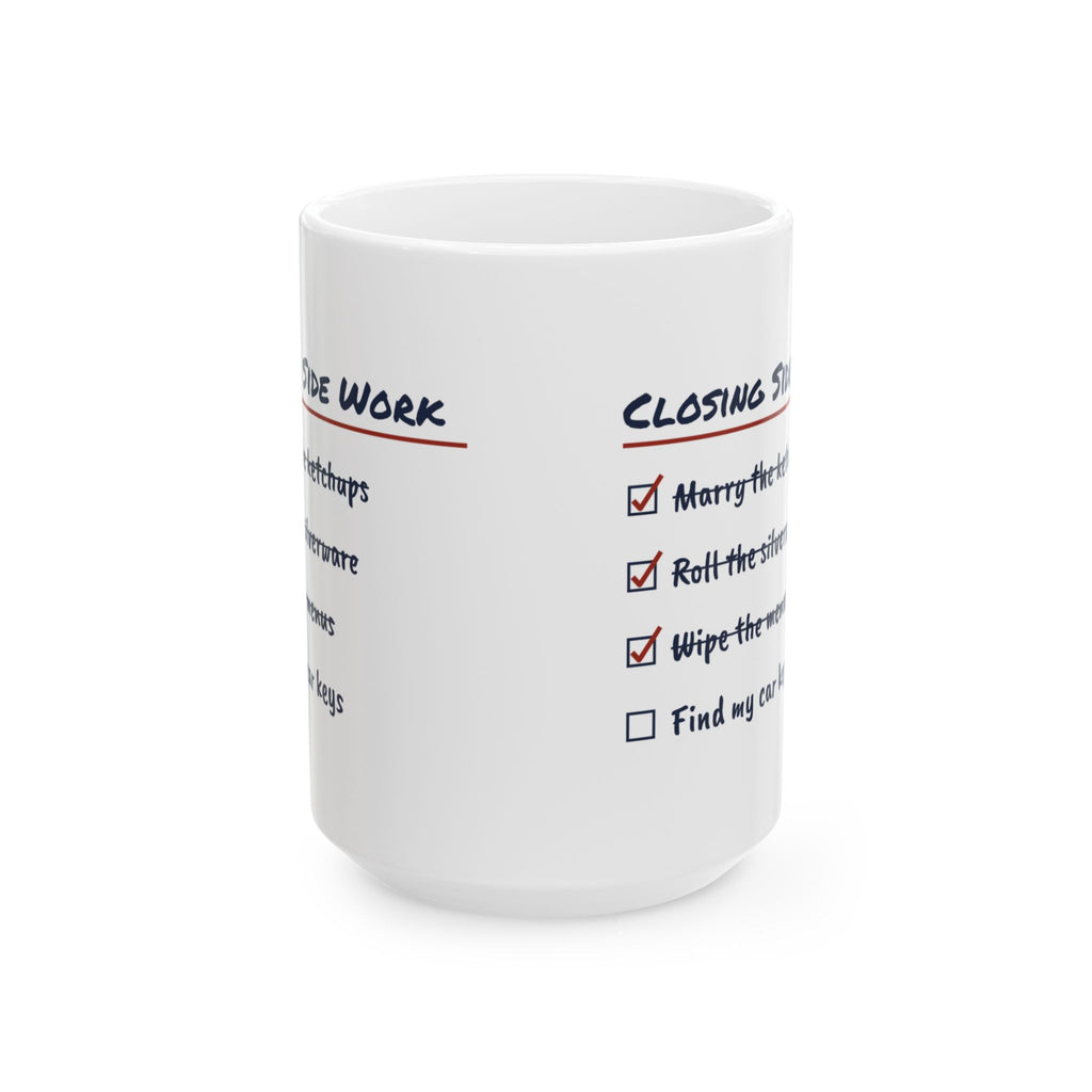 Funny Server Coffee Mug Closing Side Work Checklist For Waitresses