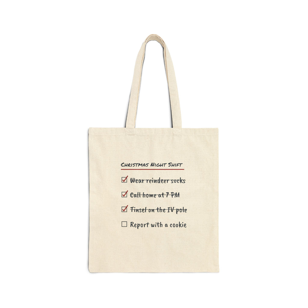 Funny Christmas Nurse Tote Bag Christmas Night Shift Checklist