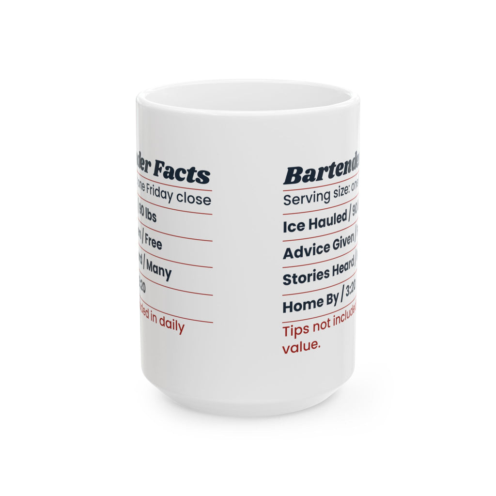 Funny Bartender Coffee Mug Bartender Facts Nutrition Label