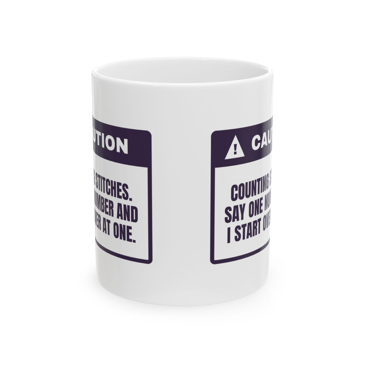 Funny Crochet Coffee Mug Counting Stitches Caution Label For Crocheters
