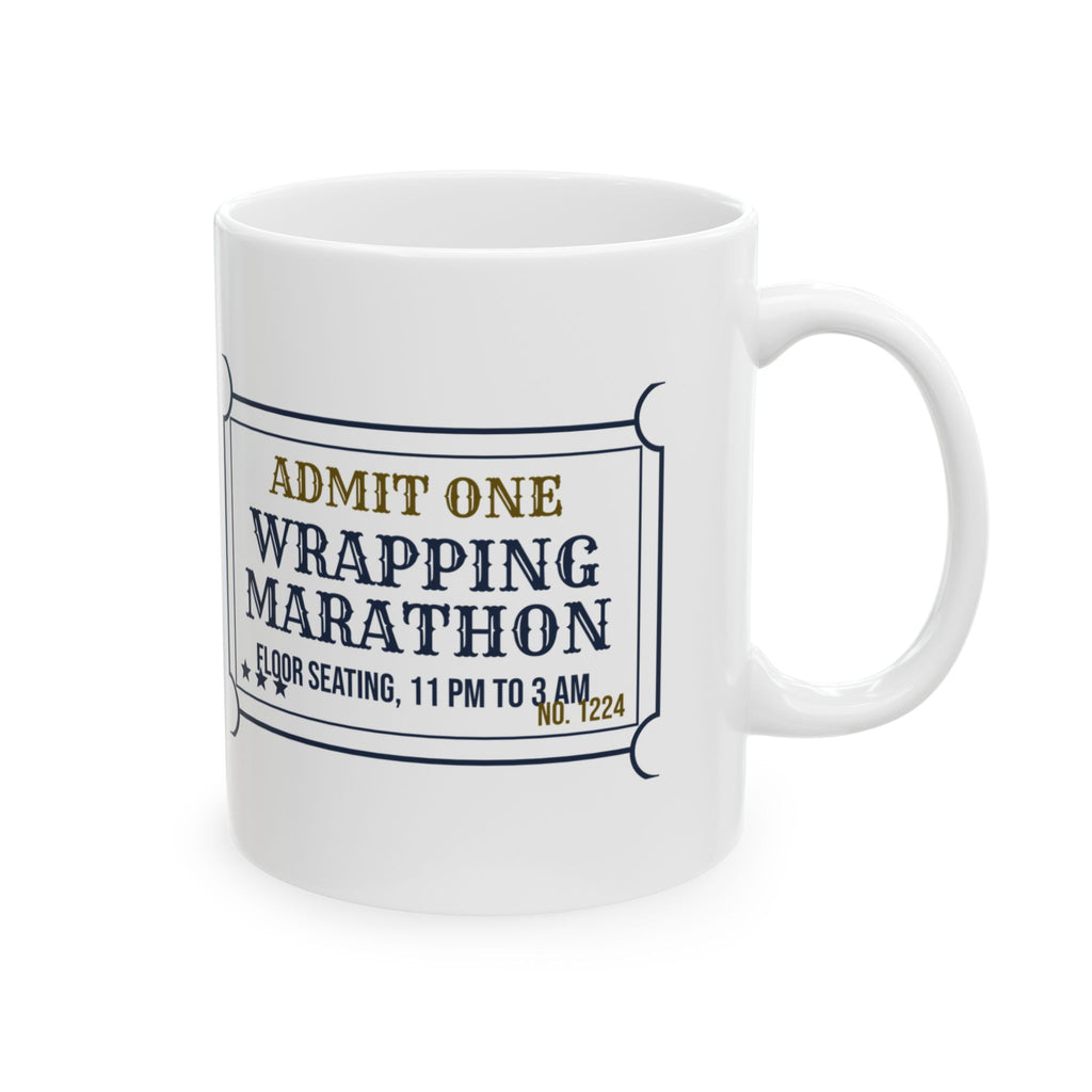 Funny Christmas Eve Wrapping Coffee Mug Wrapping Marathon Ticket