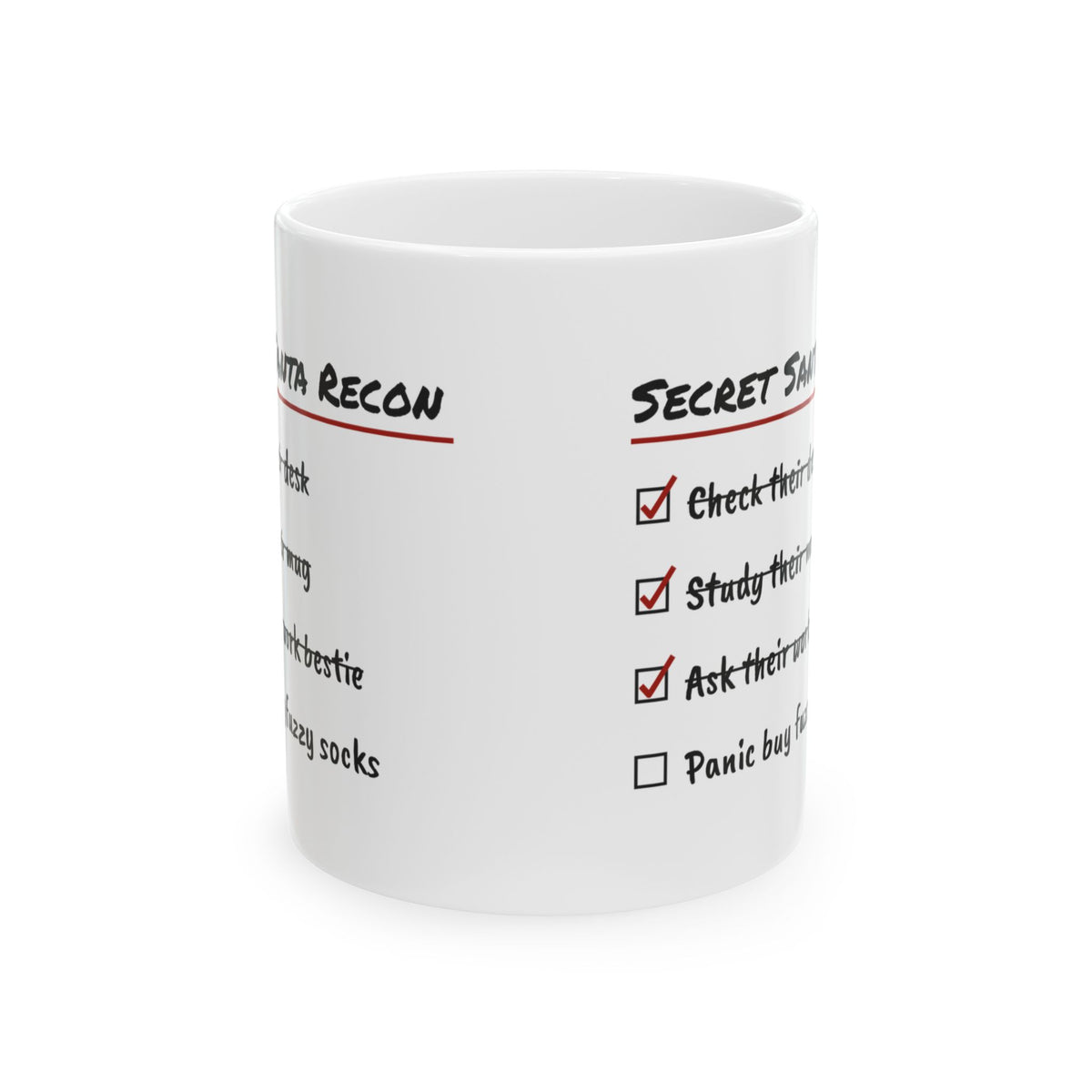 Funny Office Christmas Coffee Mug Secret Santa Recon Checklist