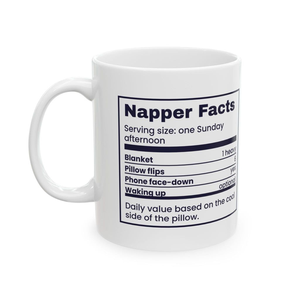 Funny Nap Lover Coffee Mug Napper Facts Nutrition Label