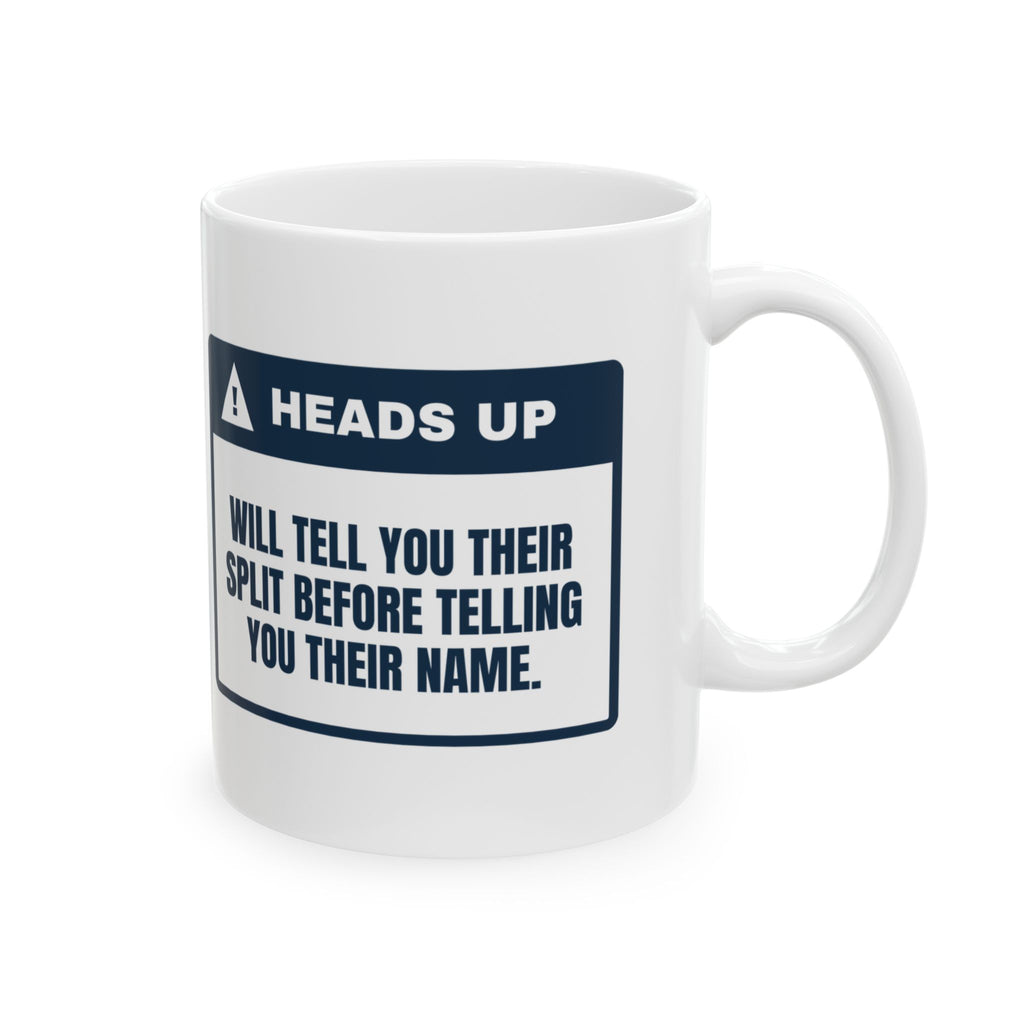 Funny Track Coffee Mug Tells You Their Split Before Their Name