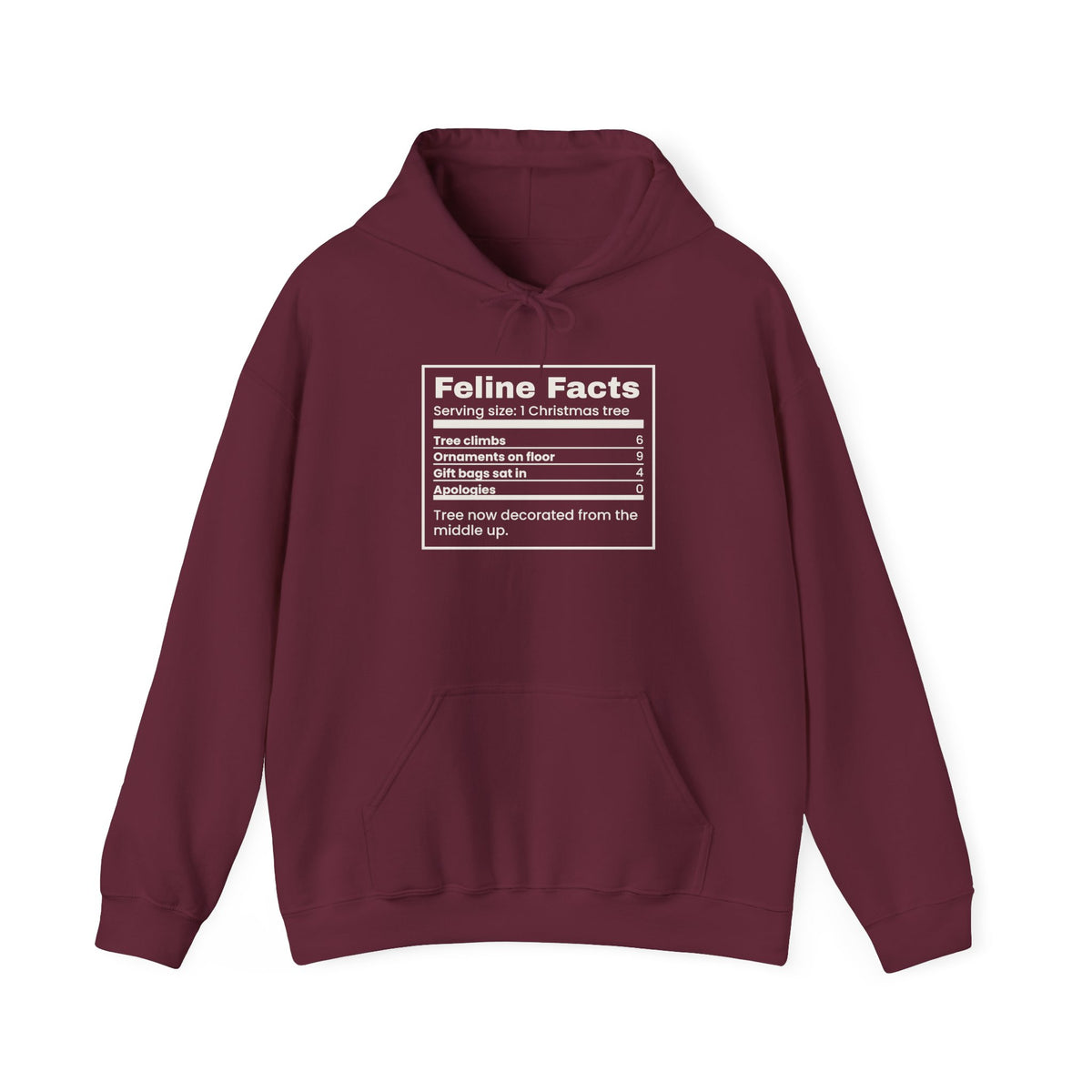 Funny Christmas Cat Hoodie Feline Facts Nutrition Label