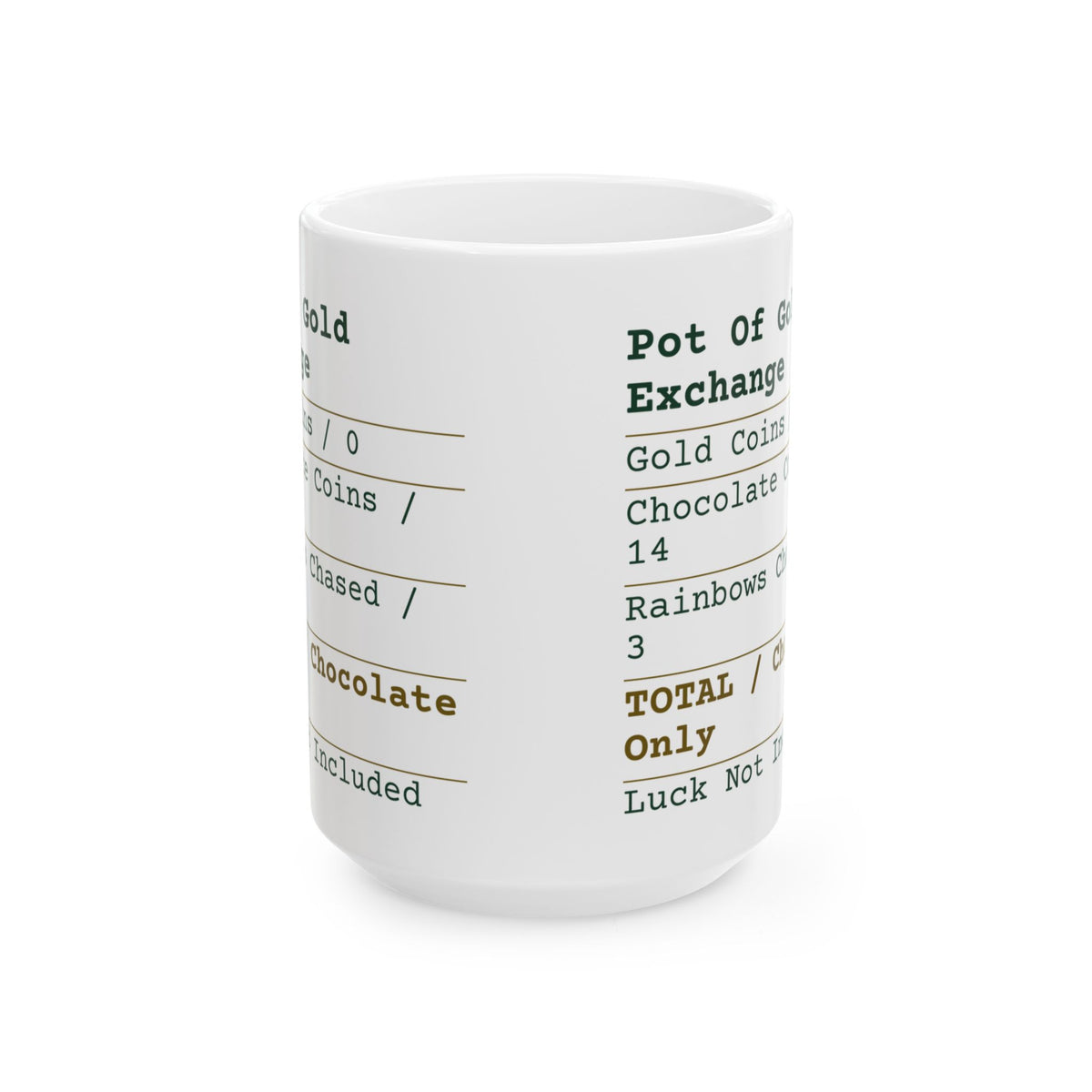 Funny St Patricks Day Coffee Mug Pot Of Gold Receipt Chocolate Coins