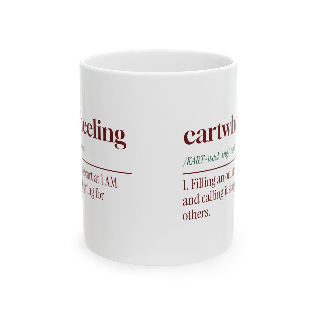 Funny Christmas Shopping Coffee Mug Cartwheeling Dictionary Definition
