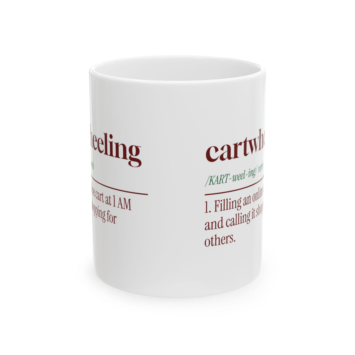 Funny Christmas Shopping Coffee Mug Cartwheeling Dictionary Definition