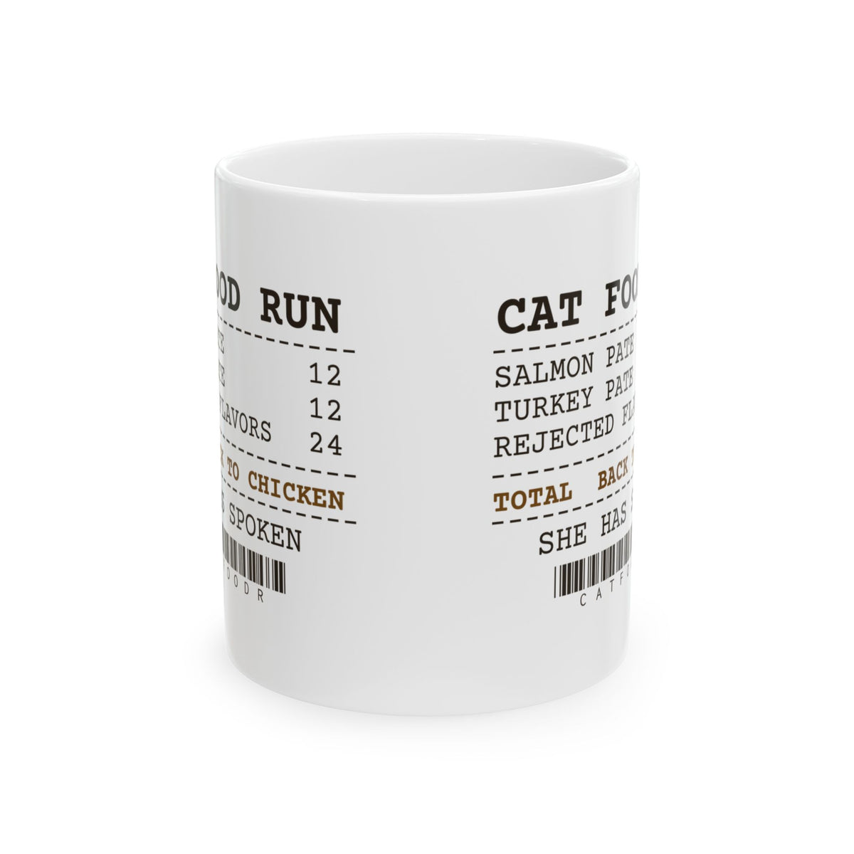 Funny Cat Mom Mug Rejected Flavors Receipt Back To Chicken For Cat Moms