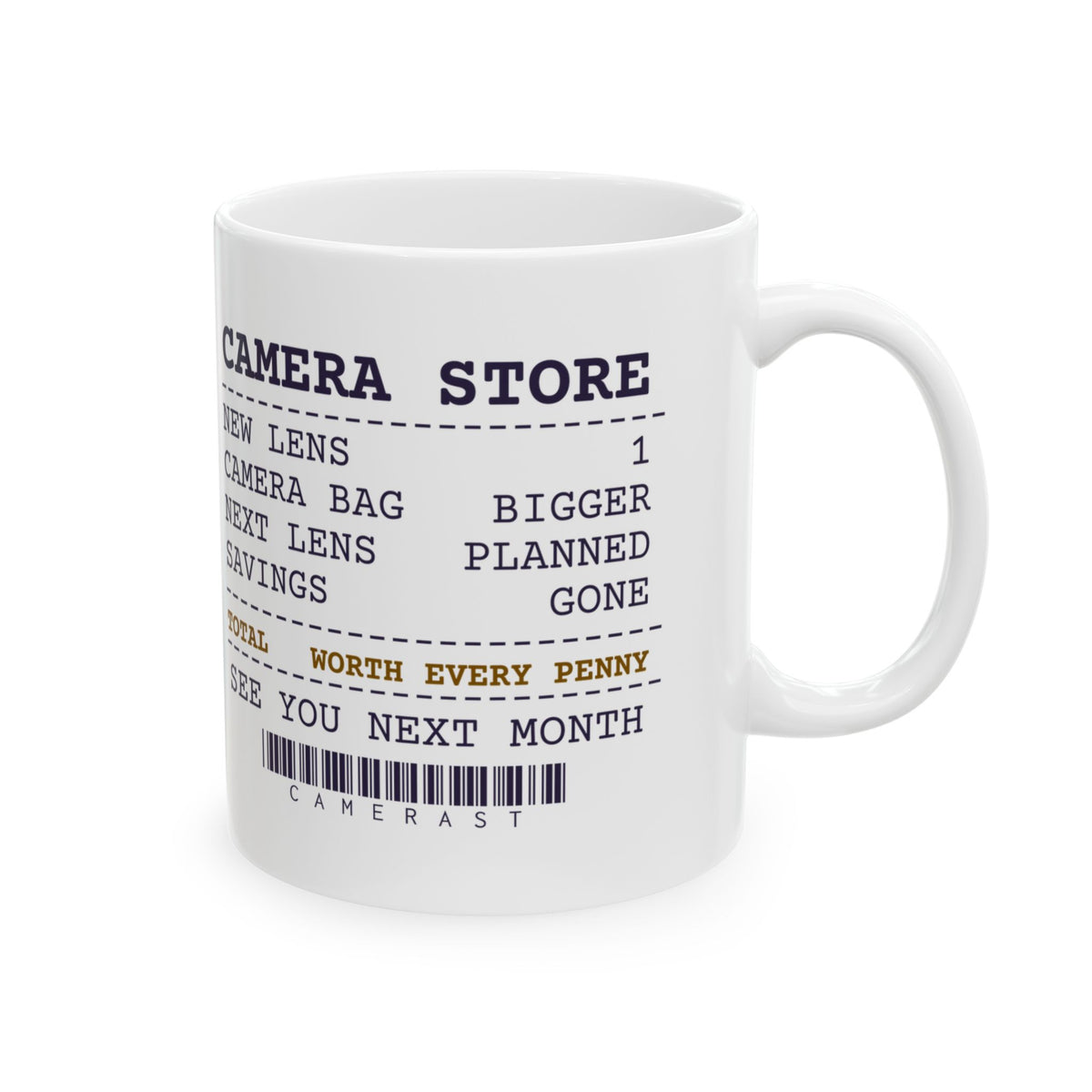 Funny Photographer Mug Camera Store Receipt Savings Gone