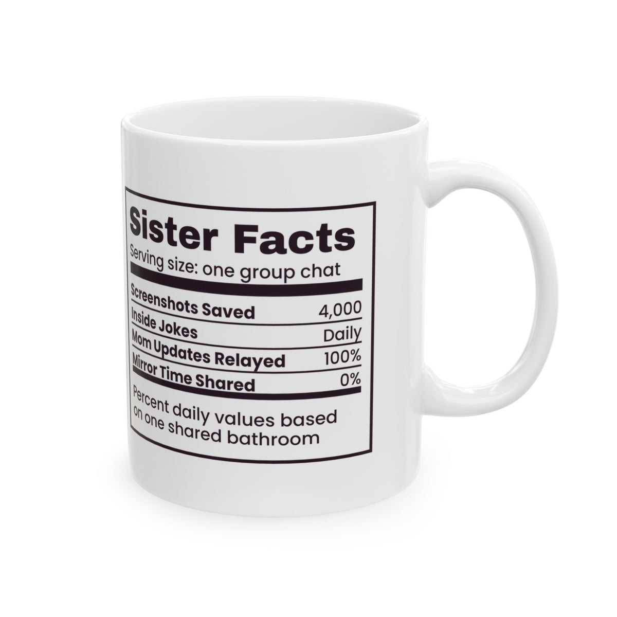 Funny Sister Coffee Mug Sister Facts Screenshots Saved Label For Sisters