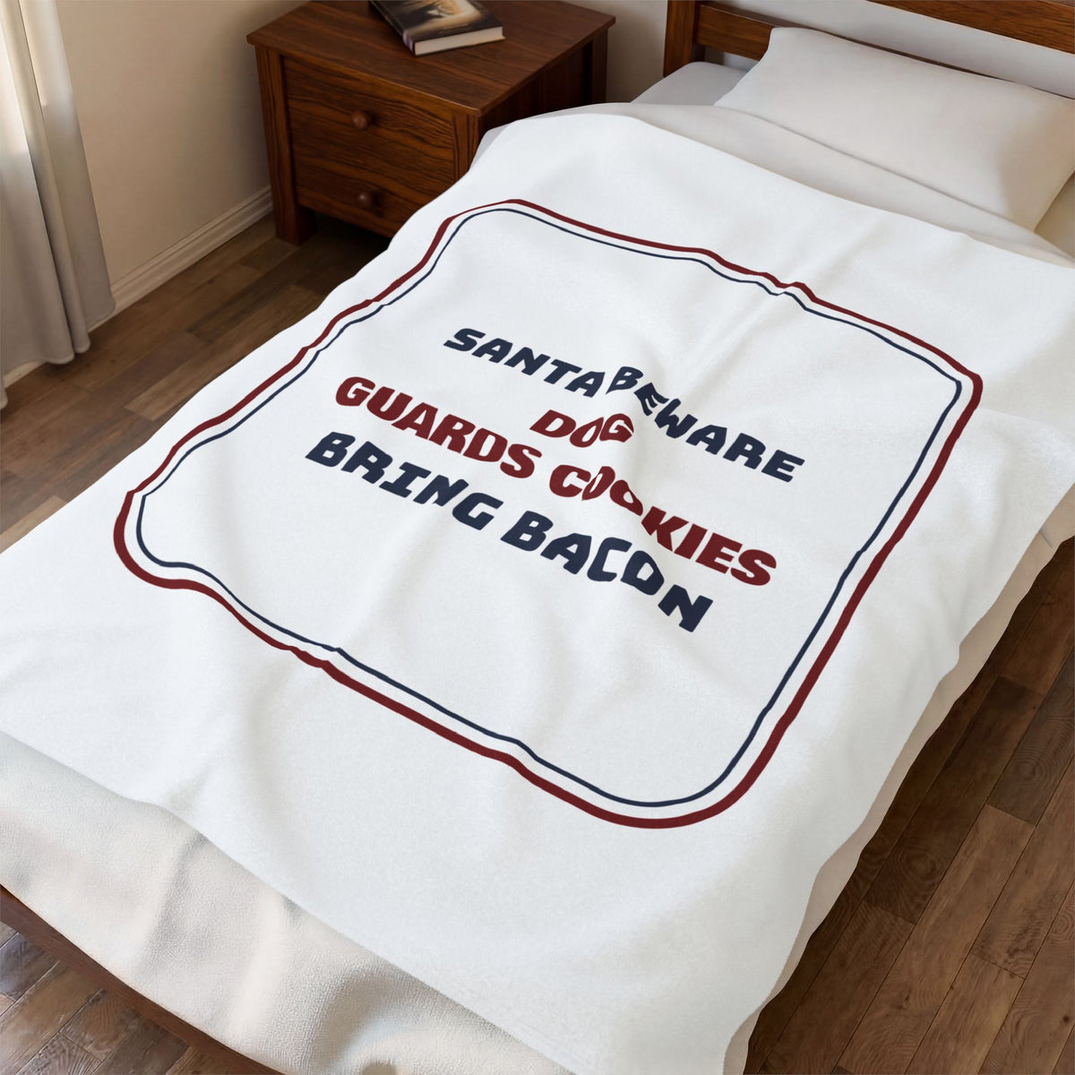 Funny Christmas Throw Blanket Santa Beware Bring Bacon For Dog Owners