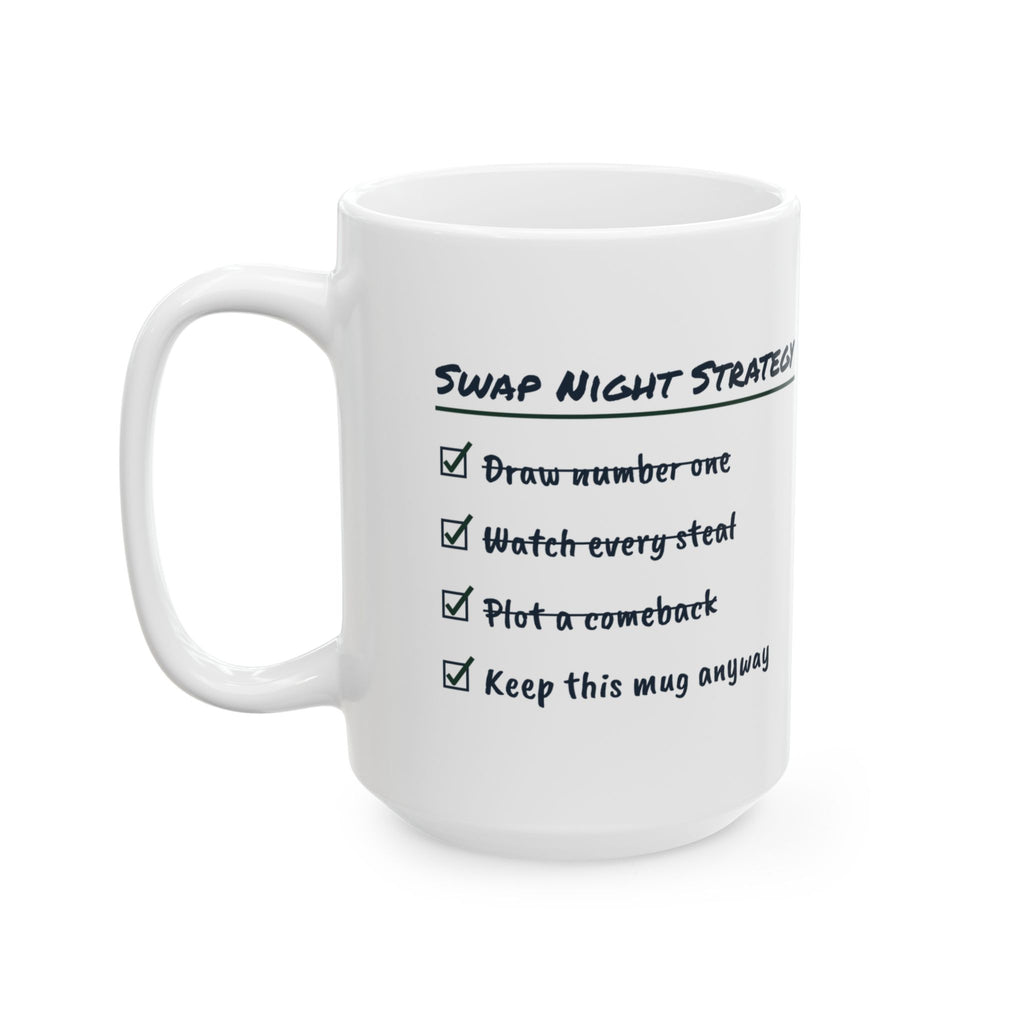 Funny White Elephant Coffee Mug Swap Night Strategy Checklist