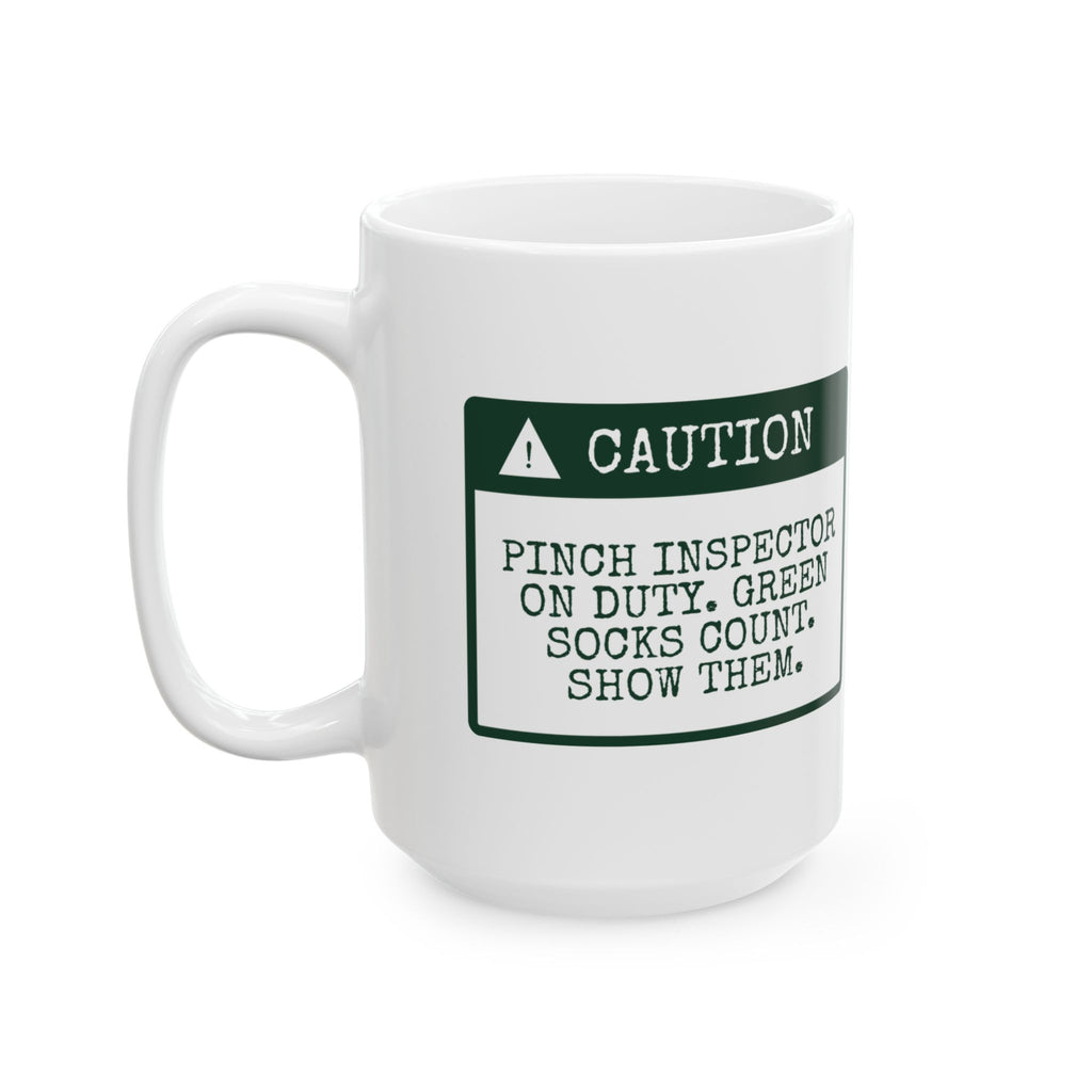 Funny St Patricks Day Coffee Mug Green Socks Count Pinch Inspector