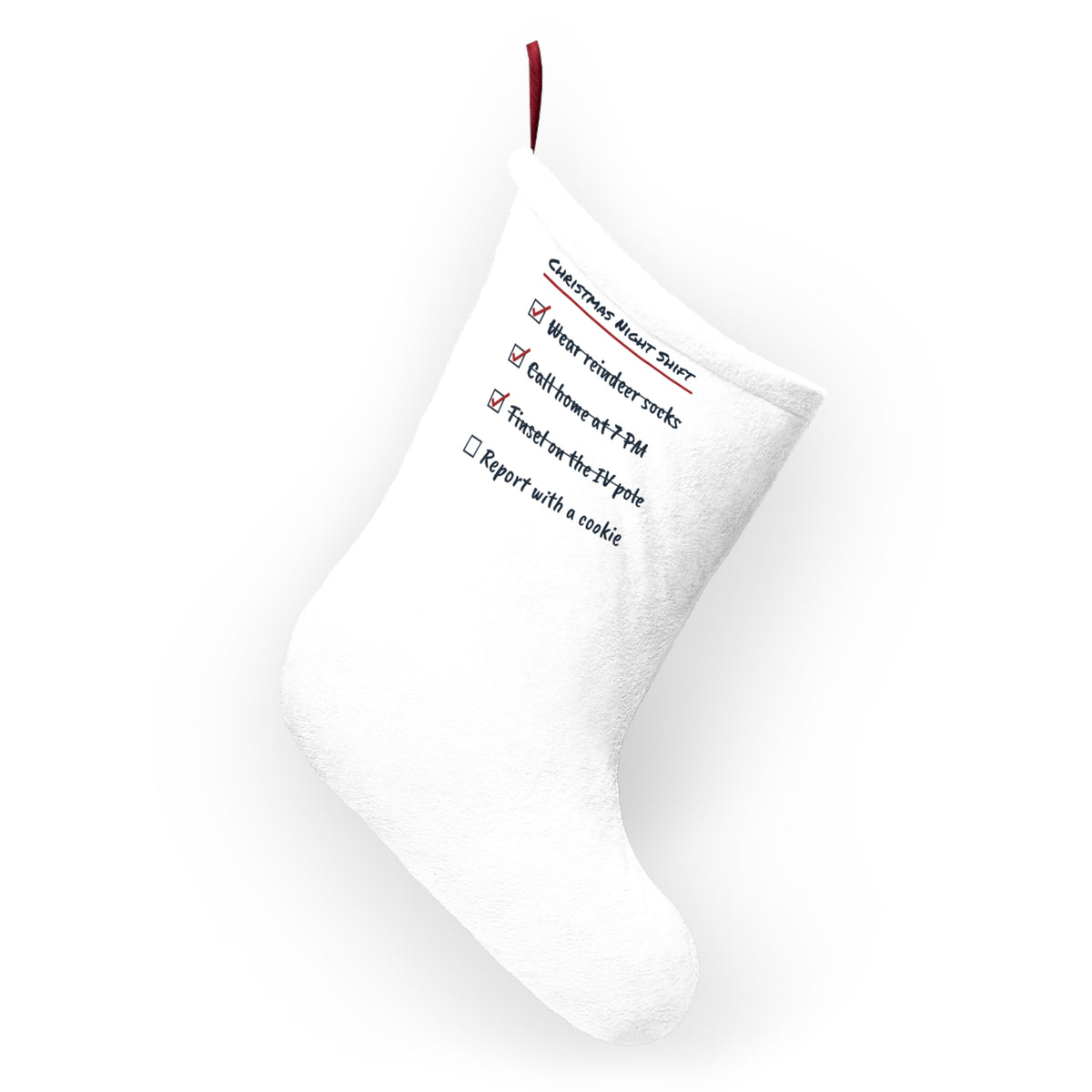 Funny Christmas Nurse Christmas Stocking Christmas Night Shift Checklist