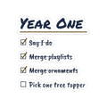 Funny Newlywed Christmas Sticker Pick One Tree Topper Checklist