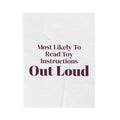 Funny Christmas Throw Blanket Most Likely To Read Toy Instructions Aloud