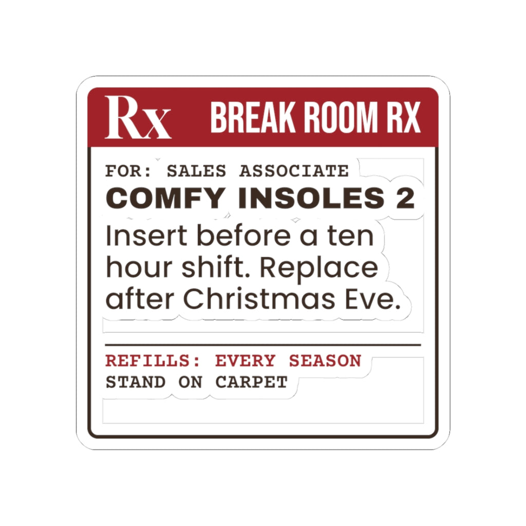 Funny Retail Holiday Sticker Comfy Insoles Prescription Label
