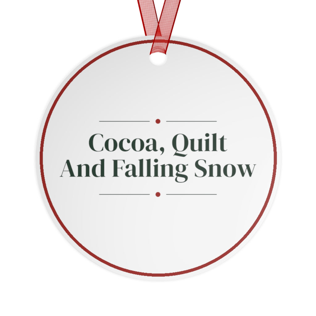 Christmas Ornament Cocoa Quilt And Falling Snow Keepsake