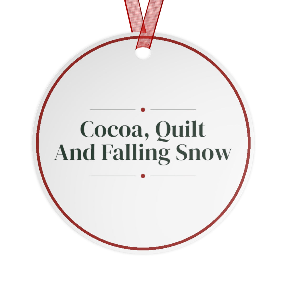 Christmas Ornament Cocoa Quilt And Falling Snow Keepsake