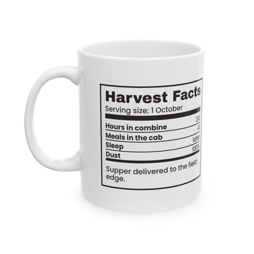 Funny Farmer Coffee Mug Harvest Facts Nutrition Label