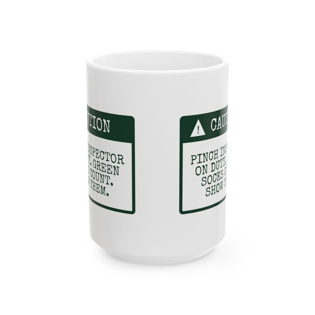 Funny St Patricks Day Coffee Mug Green Socks Count Pinch Inspector