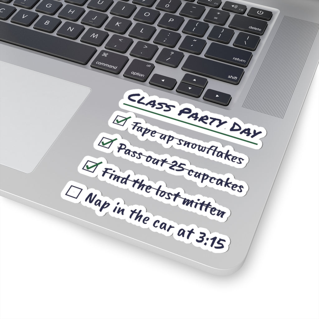 Funny Christmas Teacher Sticker Class Party Day Checklist