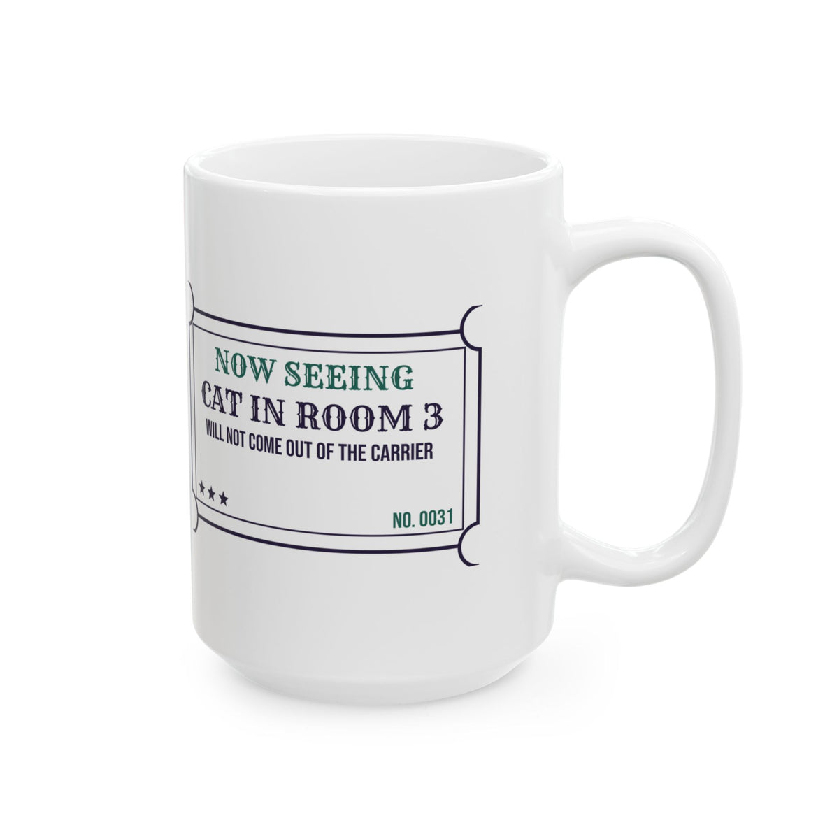 Funny Veterinarian Coffee Mug Cat Will Not Leave The Carrier Ticket