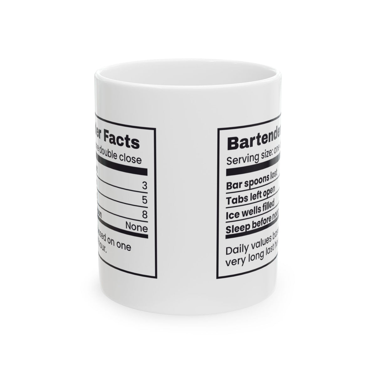 Funny Bartender Mug Tabs Left Open Five Bartender Nutrition Facts