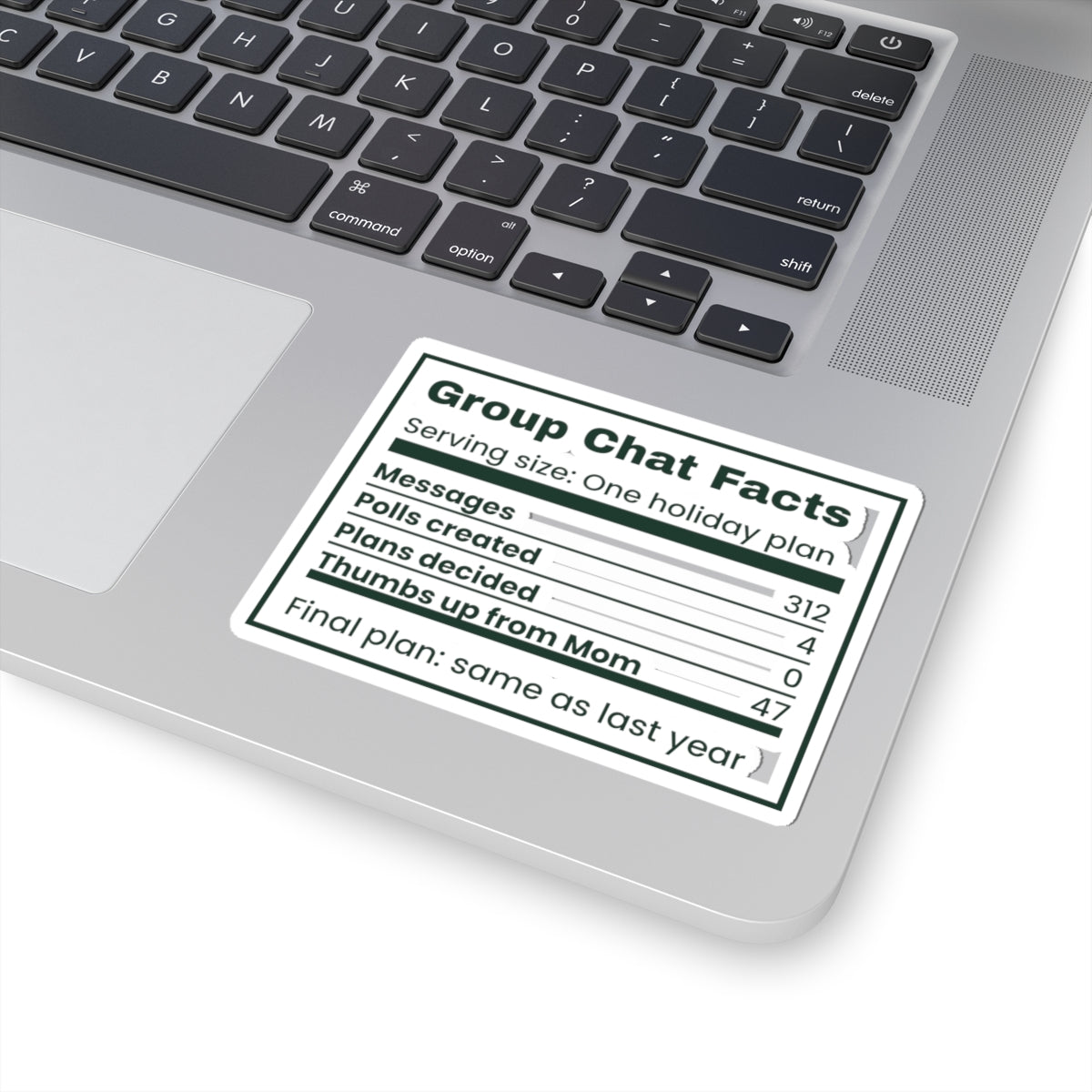 Funny Christmas Family Sticker Group Chat Facts Nutrition Label