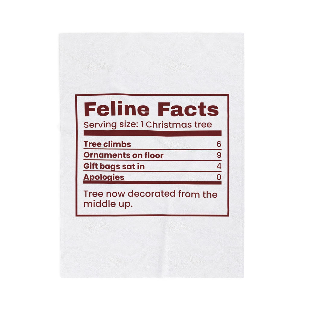 Funny Christmas Cat Throw Blanket Feline Facts Nutrition Label